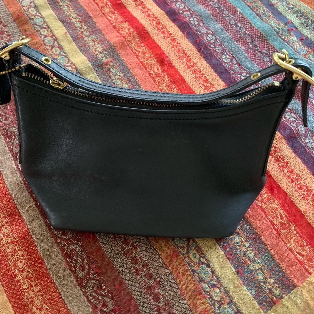 Vintage Y2K Coach Black Leather Demi Mini Hobo Shoulder Bag